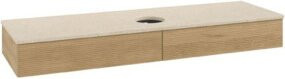 V&B Waschtischunterschrank Antao mit Frontstruktur in Honey Oak und Botticino, B: 160 cm, T: 50 cm - Bild 1