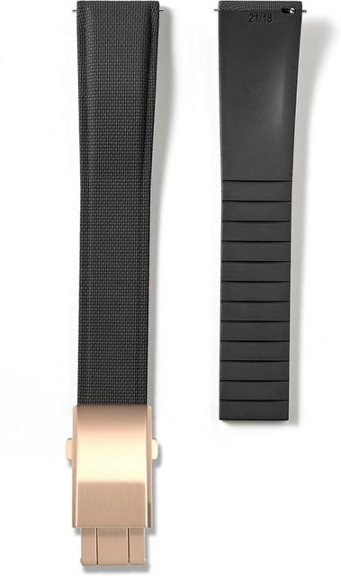 PINSENDA Uhrenarmband FKM-Gummi, 21mm, schwarz/rose gold, Herren - Bild 1