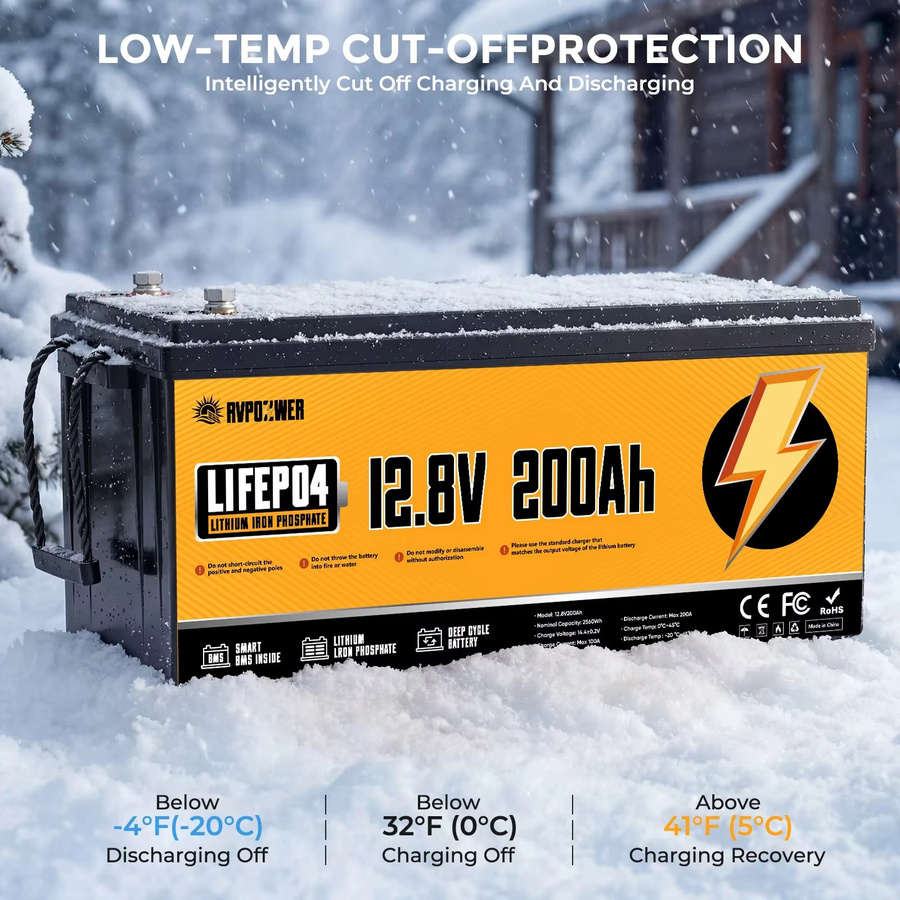 RVPOZWER LiFePO4 Lithium-Batterie 12V mit integriertem 200A BMS für Wohnmobile und Boote - Bild 6