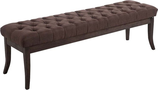 CLP Sitzbank Ramses Chesterfield in Braun mit Stoffbezug und Holzbeinen, Sitzhöhe: 46 cm - Bild 1