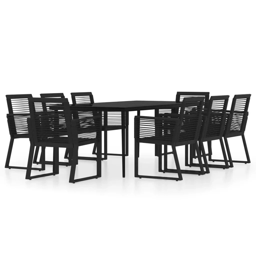 vidaXL 9-teilige Garten-Essgruppe aus Stahl und Glas in Schwarz - Bild 2