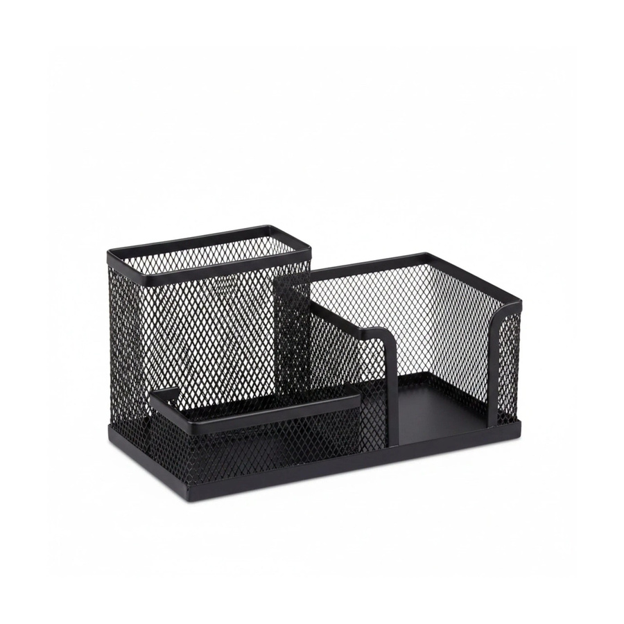 Relaxdays Stiftehalter aus Metall mit Zettelhalter in Schwarz, B: 10 cm, T: 18,5 cm, H: 9,5 cm - Bild 2