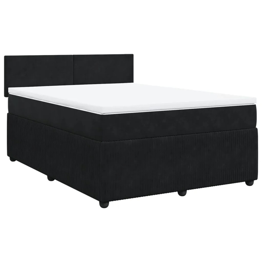 vidaXL Boxspringbett mit Matratze in Schwarz aus Samt, B/T/H: 160 x 200 cm - Bild 2