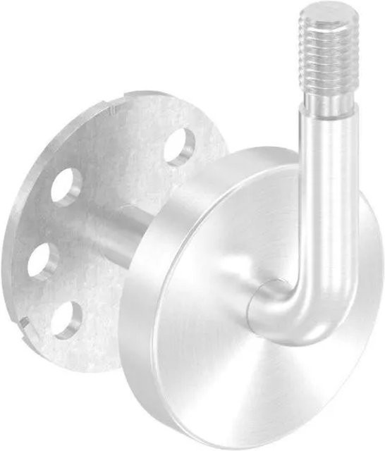 FeNau Handlaufhalter V2A Ronde in Silber aus Edelstahl mit Abdeckrosette, Durchmesser: 58 mm, Wandabstand: 66 mm - Bild 1
