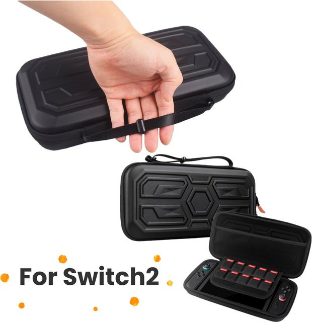 Robuste Nintendo Switch Aufbewahrungstasche für 2 Hosts mit harter Schutzbox und mechanischem Windspiel-Design in Schwarz - Bild 1