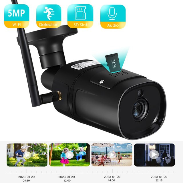 BESDER 5MP HD Outdoor IP Kamera WiFi Wireless Home Security Überwachung Wasserdicht in Schwarz - Bild 1