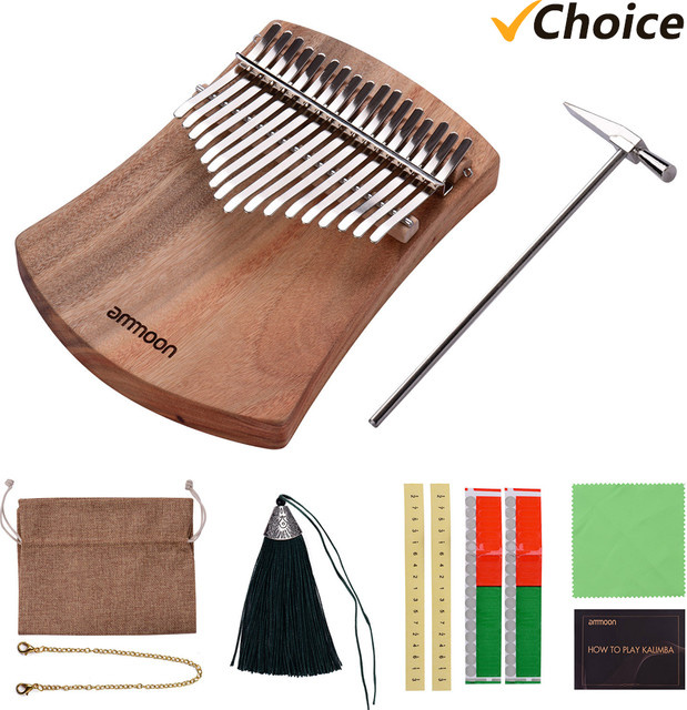 Kalimba 17-Tasten Daumenklavier aus Camphorwood in Braun mit C-Ton inklusive Tasche, Musikbuch, Aufklebern und Stimmhammer - Bild 1