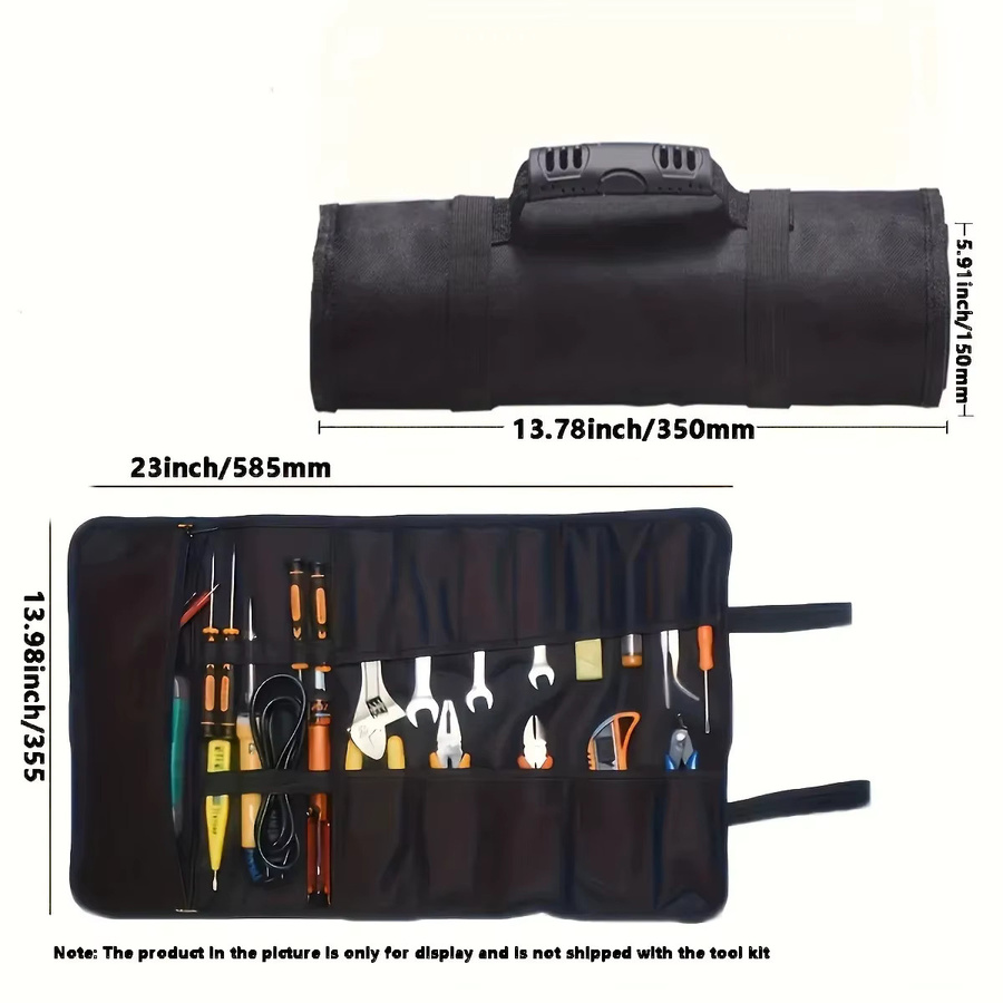 Multifunktionale Rollwerkzeugtasche von WOZOBUY aus Oxford-Gewebe in Rot, faltbare Werkzeugrolle und tragbare Aufbewahrungstasche, B/T/H: 58,5 x 35,5 x 13,98 cm - Bild 2