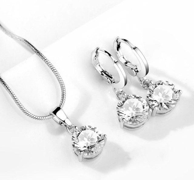 Wucifang Jewelry Schmuck-Set, 925 Sterling Silber, Kristall, weiß - Bild 1