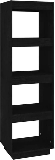 vidaXL Bücherregal und Raumteiler aus Massivholz Kiefer in Schwarz, B/T/H: 40 x 35 x 135 cm - Bild 1