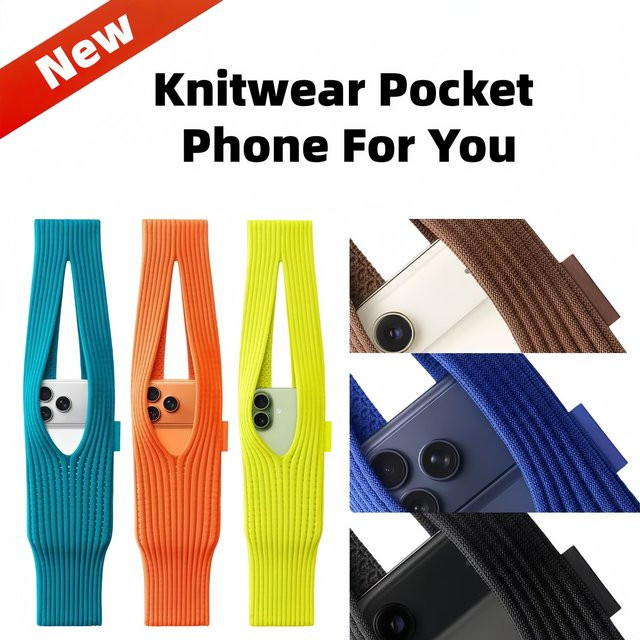 Modische Strick-Handytasche für Apple iPhone 17 Pro Max, iPhone 17 Pro und iPhone 17 in Grün, 2,63 Zoll - Bild 1