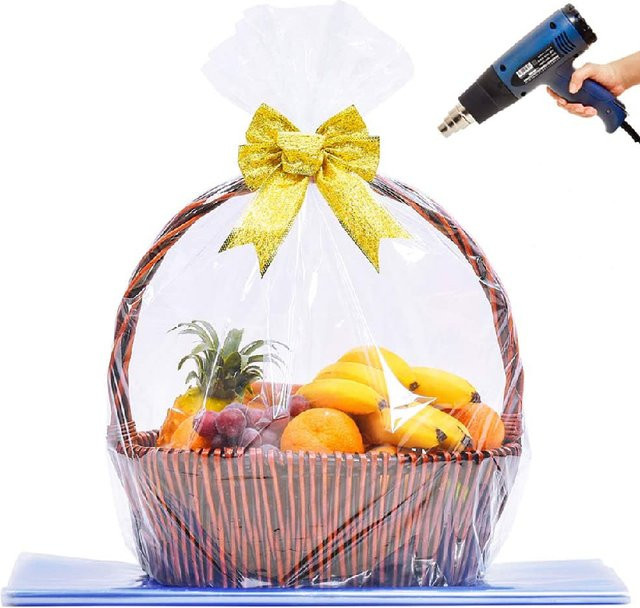 10 Stück extra große Schrumpffolien-Geschenktüten aus transparentem PVC für Geschenkkörbe - Bild 1