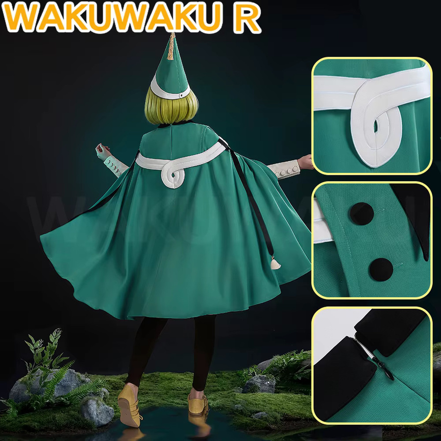 WakuWaku Qifrey Coco Cosplay Kostüm, Hexenhut, Umhang, Perücke, Unisex - Bild 2