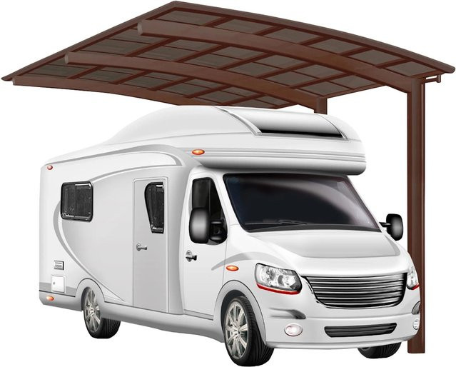 Ximax Einzelcarport Portoforte Caravan in Mattbraun B/T/H: 270,4 x 495,4 x 348 cm - Bild 1