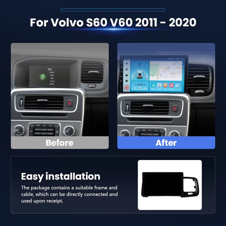 RSNAVI Android 16 Multimedia-Player Autoradio mit 2K Bildschirm und WIFI für Volvo S60 V60 2011-2020 in Schwarz - Bild 2