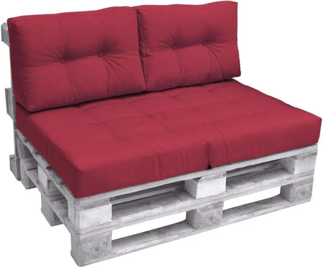 Beautissu ECO Elements Palettenkissen Rücken Rot, 2er Set, B: 60 cm, T: 40 cm, H: 20 cm - Bild 1