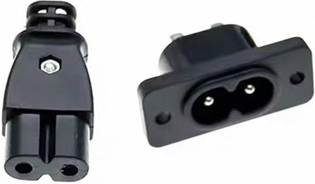 JCD C8 Steckdose auf C7 Stecker Elektrischer Verbinder Schwarz B: 3,5 cm, H: 1,5 cm, 250V AC - Bild 1