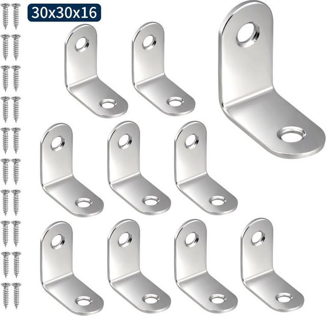 Breaki L-Winkel aus Edelstahl in Silber, 10 Stück, B/B: 30 x 30 mm - Bild 1