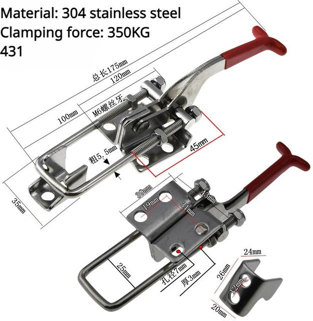Yiran Furniture Schnellspanner Verstellbare Kastenschnalle aus 304 Edelstahl und verzinktem Eisen in Silber - Bild 1