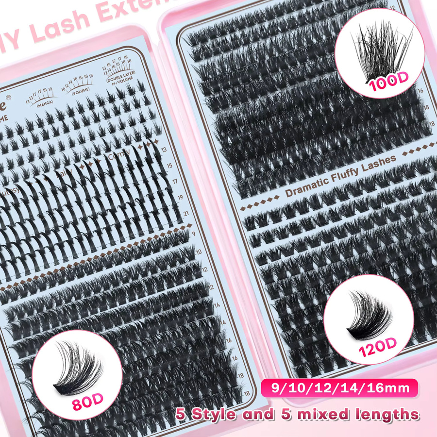 QUEENICE Manga Volume Lash Kit, Spiky Bottom Lash Clusters, Black, Damen - Bild 4