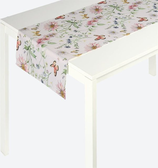NKD Tischläufer mit Blumen-Muster in Weiß und Multicolour, B/H: 40 x 140 cm - Bild 1