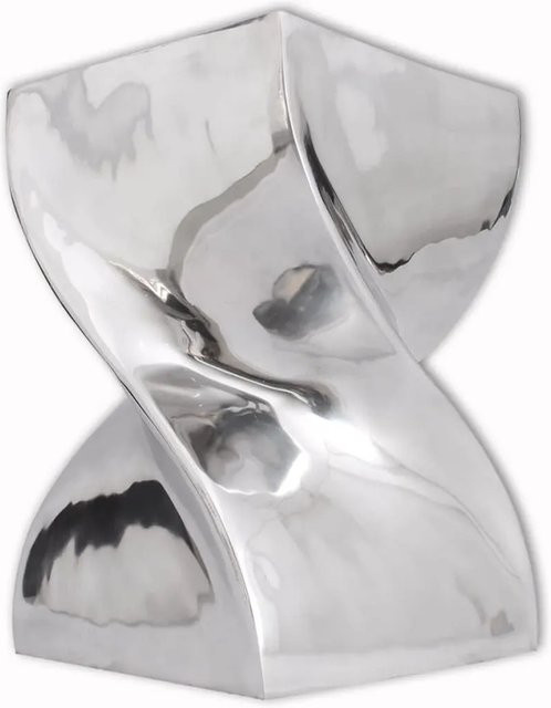 VD Home Furnishing Hocker Beistelltisch in verdrehter Form aus Metall in Silber glänzend B/T/H: 46 x 29 x 29 cm - Bild 1