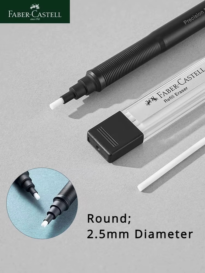 Faber-Castell Präzisions-Radiergummi im Stiftstil, nachfüllbar, Schwarz, 2,5 mm Spitze - Bild 2