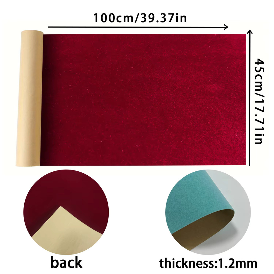 Selbstklebender beflockter Samtstoff in Mehrfarbig und Rot für DIY-Handwerk, Schmuck, Schubladen und Autodekoration, Breite: 45 cm, Länge: 100 cm - Bild 2
