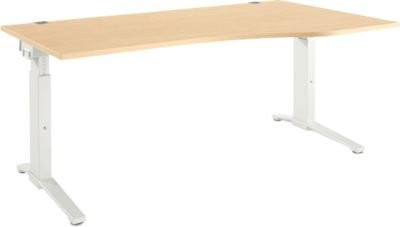 Schäfer Shop Genius ERGOSTYLE S Schreibtisch manuell höhenverstellbar, Rechteck, C-Fuß, Ahorn/Weiß, B: 180 cm, T: 80-100 cm, H: 67,5-89,5 cm - Bild 1