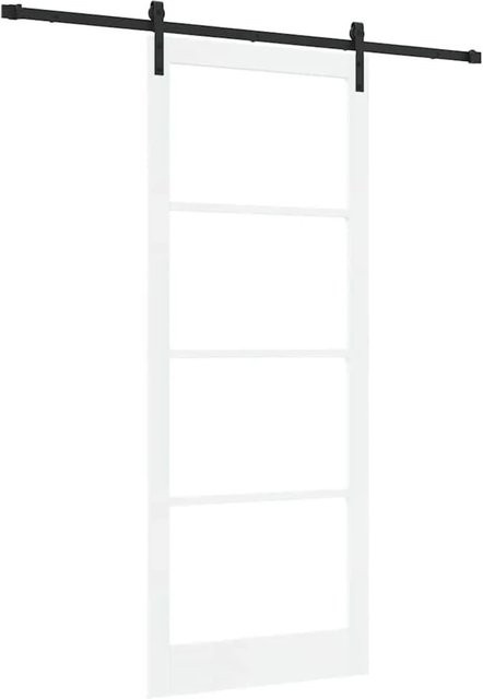 vidaXL Schiebetür ORKDAL modern in Weiß und Schwarz aus Holz und Glas, Breite: 93 cm, Höhe: 232 cm - Bild 1