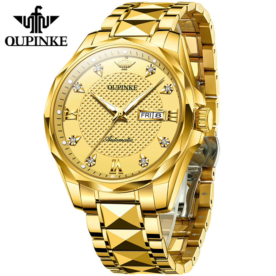 OUPINKE Armbanduhr Automatik, Edelstahl, Gold, Herren - Bild 2