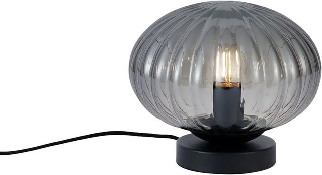 QAZQA Mochi Design-Tischleuchte in Schwarz mit Rauchglas für deinen Arbeitsplatz - Bild 1