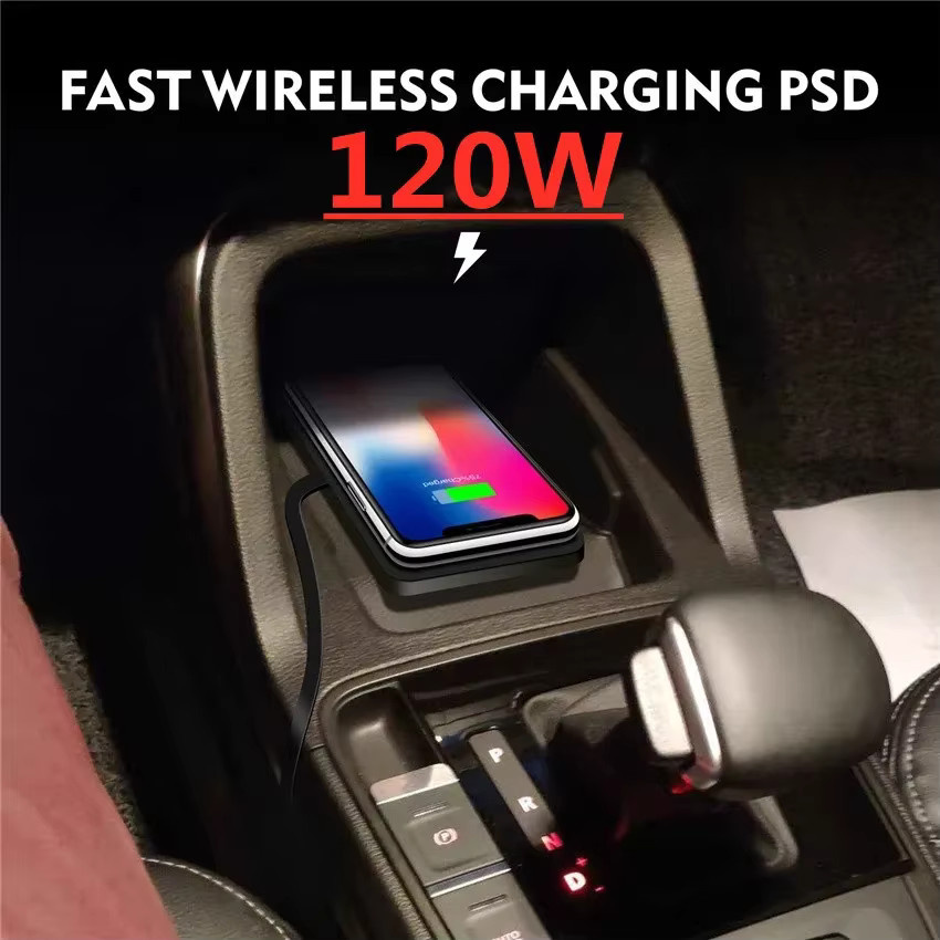 VIKEFON Kabelloses Auto-Ladegerät mit Silikonpad-Ständer für iPhone, Samsung, Xiaomi und Huawei in Schwarz - Bild 2