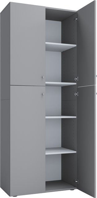 VCM Büroschrank Lona mit Drehtüren und höhenverstellbaren Fachböden, Grau, B: 70 cm, T: 40 cm, H: 178 cm - Bild 1