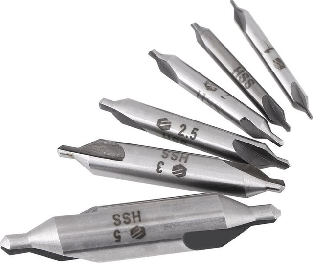 Painter HSS Zentrierbohrer Set 60 Grad in Weiß und Silber, 6 Stück mit Durchmesser 1 mm, 1,5 mm, 2 mm, 2,5 mm, 3 mm und 5 mm - Bild 1
