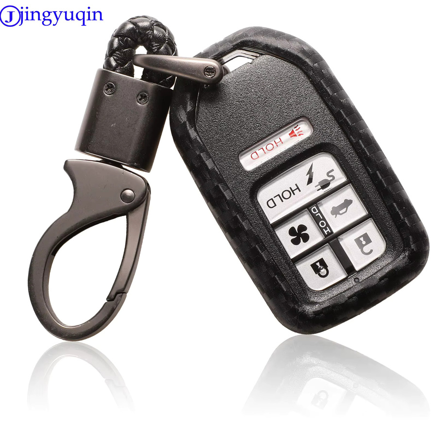 Jingyuqin Carbon Silikon Schutzhülle für Honda Civic Accord Pilot Keyless Smart Key Fob in Schwarz - Bild 5