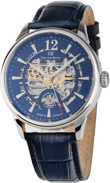 Carl von Zeyten Herrenuhr Automatik, Edelstahl, Blau, 42 mm, Leder - Bild 1