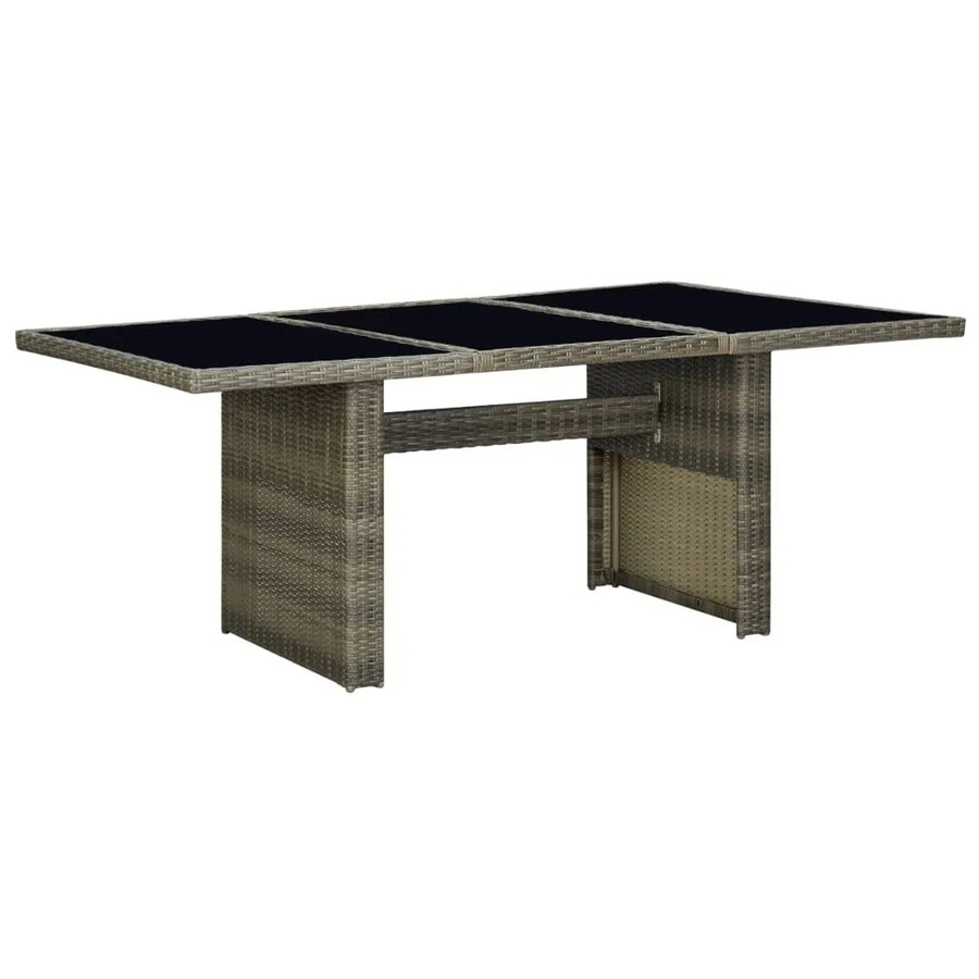 Furnicato Gartentisch aus Poly Rattan und Hartglas in Braun für den Außenbereich, rechteckig - Bild 2