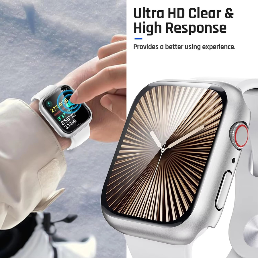 samusak Uhrenhülle für Apple Watch, matt, wasserdicht, mit Schutzfolie aus gehärtetem Glas, Unisex - Bild 5