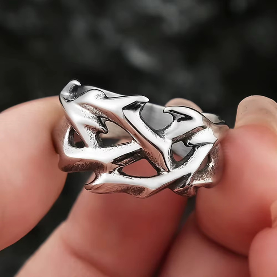 Charm Ring Krone der Dornen, 316L Edelstahl, Silber, Unisex - Bild 2