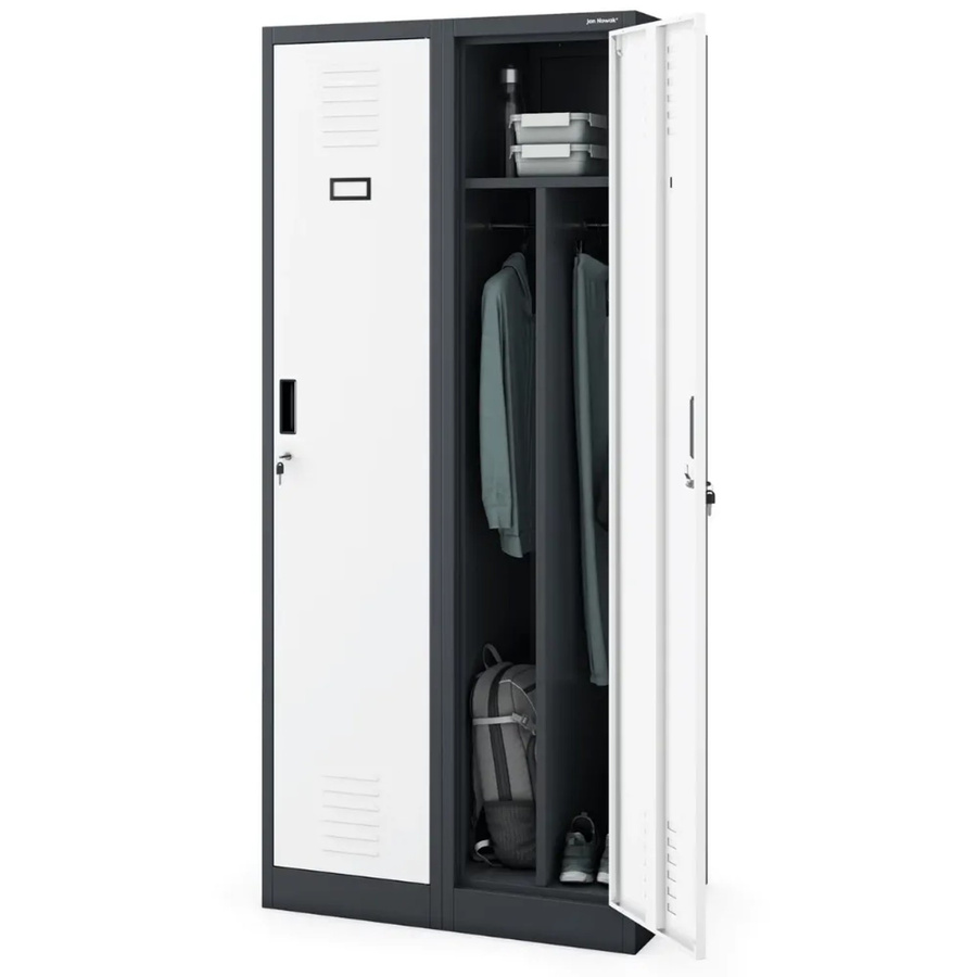JAN NOWAK Umkleideschrank Spind KACPER mit 2 Abteilen in Anthrazit-Weiß, Höhe: 180 cm, Breite: 80 cm, Tiefe: 50 cm - Bild 2