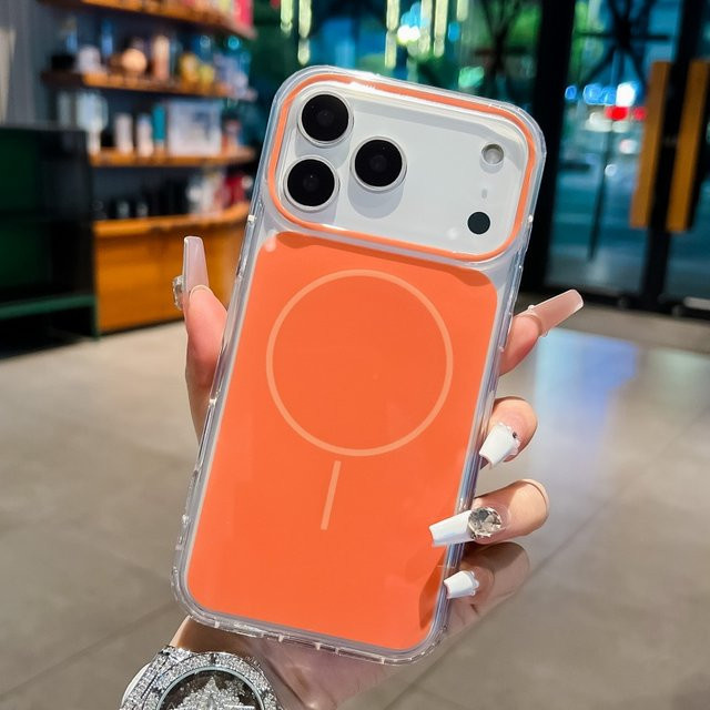 RPKKS MagSafe magnetische Handyhülle für iPhone 17, iPhone 16 Air und iPhone 17 Pro Max in Orange, stoßfeste TPU+PC Schutzhülle mit Wireless Charging Unterstützung - Bild 1