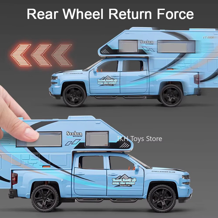 YBC YIBAICHENG Camping Auto Modell 1:32 Diecast Spielzeugauto aus Metall in Blau mit Licht und Sound - Bild 3