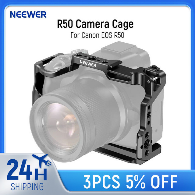 NEEWER R50 Kamerakäfig für Canon EOS R50, Aluminium Video-Rig mit NATO-Schiene, 1/4 Zoll Gewinde und 3/8 Zoll ARRI-Löchern, Schwarz - Bild 1