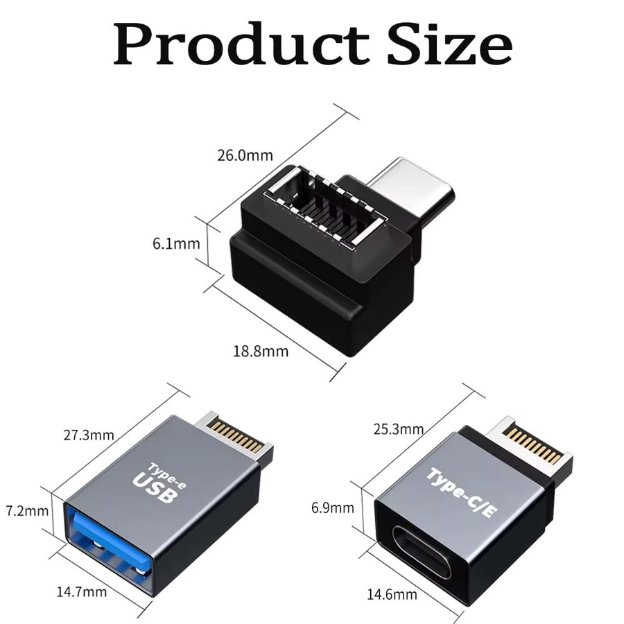 USB 3.1 Front Panel Header Typ E auf USB C Typ C Erweiterungskabel Adapter für Desktop-Computer Motherboard in Schwarz - Bild 2