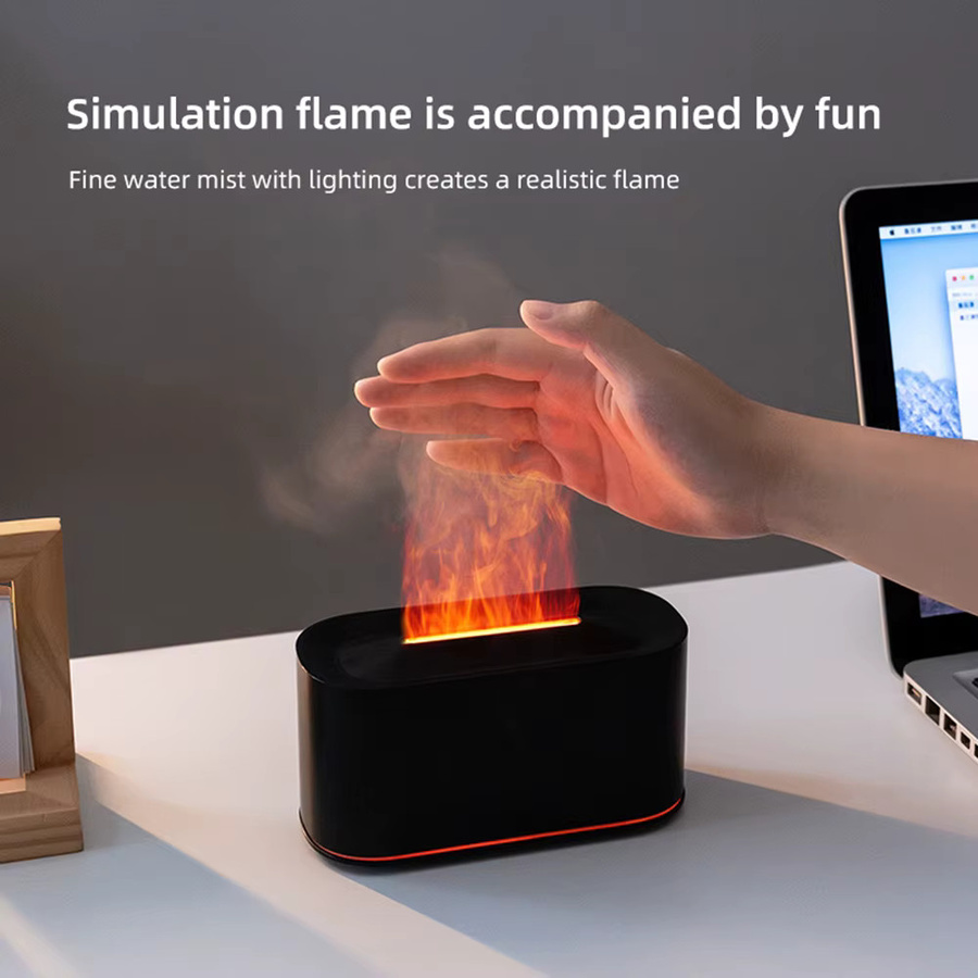 Sulvgo Aromatherapie-Diffusor mit Flammeneffekt und Luftbefeuchter in Schwarz - Bild 2