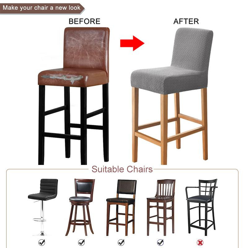 Yiran Furniture T-Jacquard Elastischer Stuhlbezug für Barhocker mit kurzer Rückenlehne, schmutzabweisend und kratzfest, Größe S - Bild 2