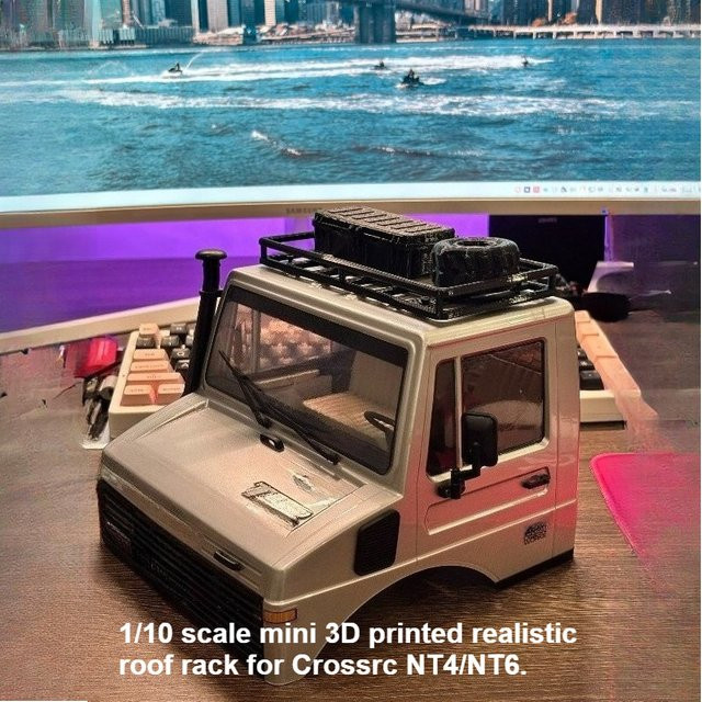 AT 99 MODEL Mini-3D-gedrucktes Auto-Dachträger-Montagezubehör, Maßstab 1:10, Schwarz - Bild 1