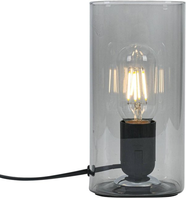 Nolo Tischleuchte Paige aus Glas in Grau Transparent mit E27 Fassung, B/T/H: 9,5 x 9,5 x 20 cm - Bild 1