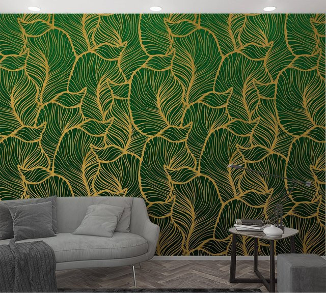 Marburg Vliestapete Smart Art Easy Floral Blattmuster Grün-Gelb B: 159 cm, H: 270 cm - Bild 1